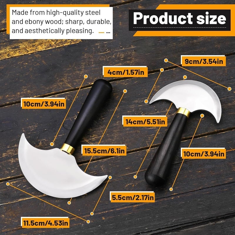 CBHGFEA Round Leather Knife with Ebony Wooden Handle, Sharp Round Head Craft Skiving Cutting Tools, Leather Working Tools for Cutting, Skiving, Crafting & Artistic Project (S+L) - Image 2
